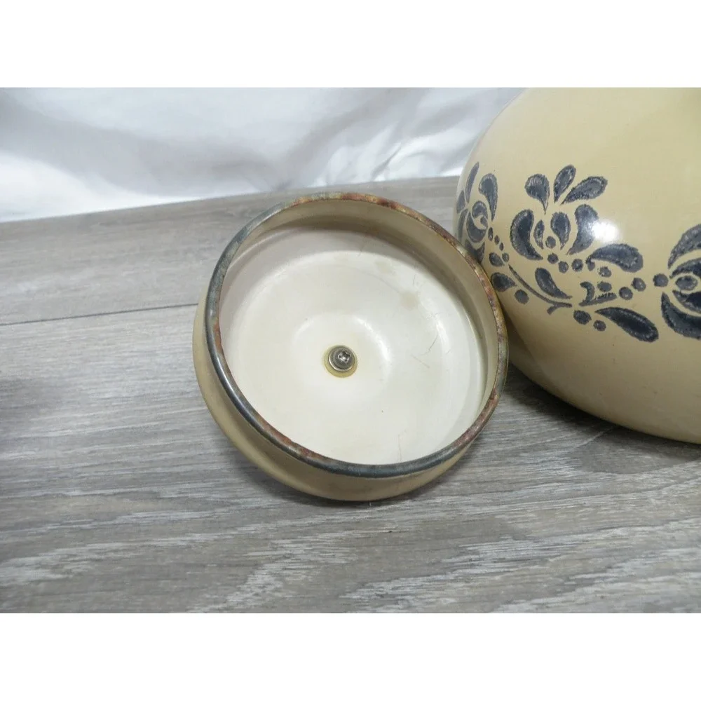 Enamel Tea Kettle Tan Beige Black Floral Stovetop Teapot style
